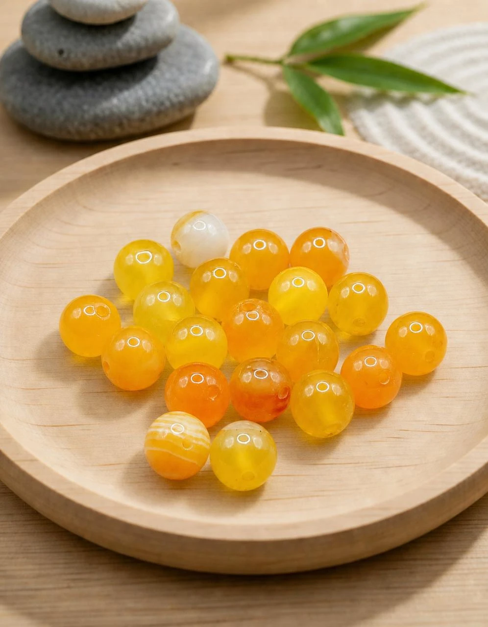 Lot de 20 perles naturelles Agate rubanée orange (NAT8-89)